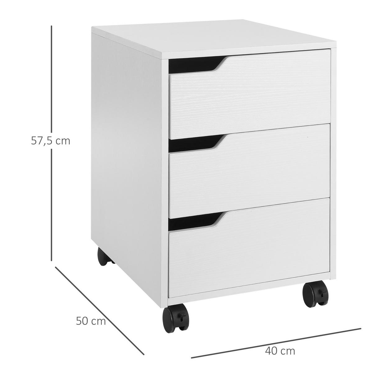 ROLLCONTAINER DE-14404 3 Schubladen, mobil Weiß - Weiß, Holzwerkstoff (50/57.5/40cm) - ComfortXL