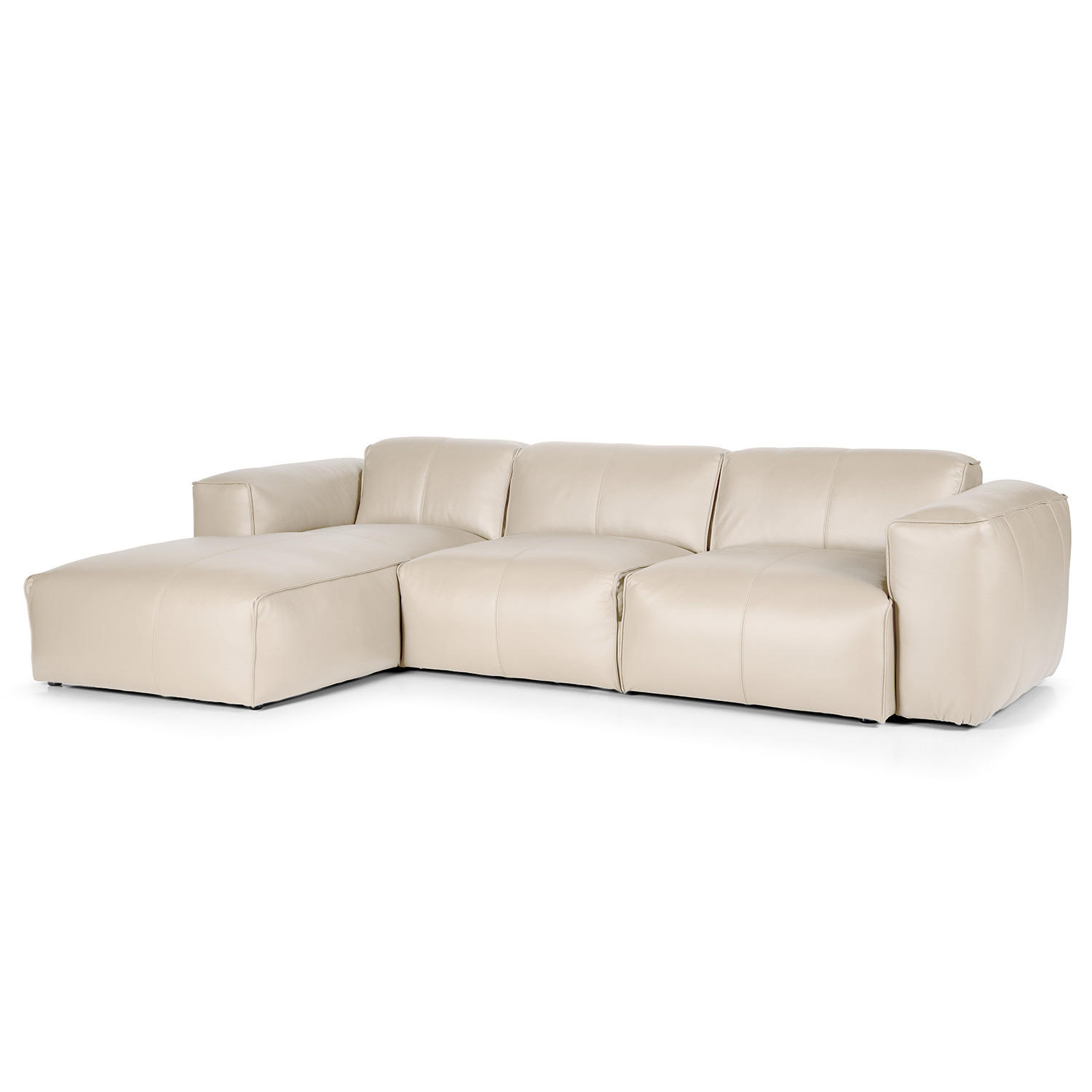 3-SITZER ECKSOFA mit Longchair - Hellgrau/Schwarz, Leder/Kunststoff (284/173cm) - home24