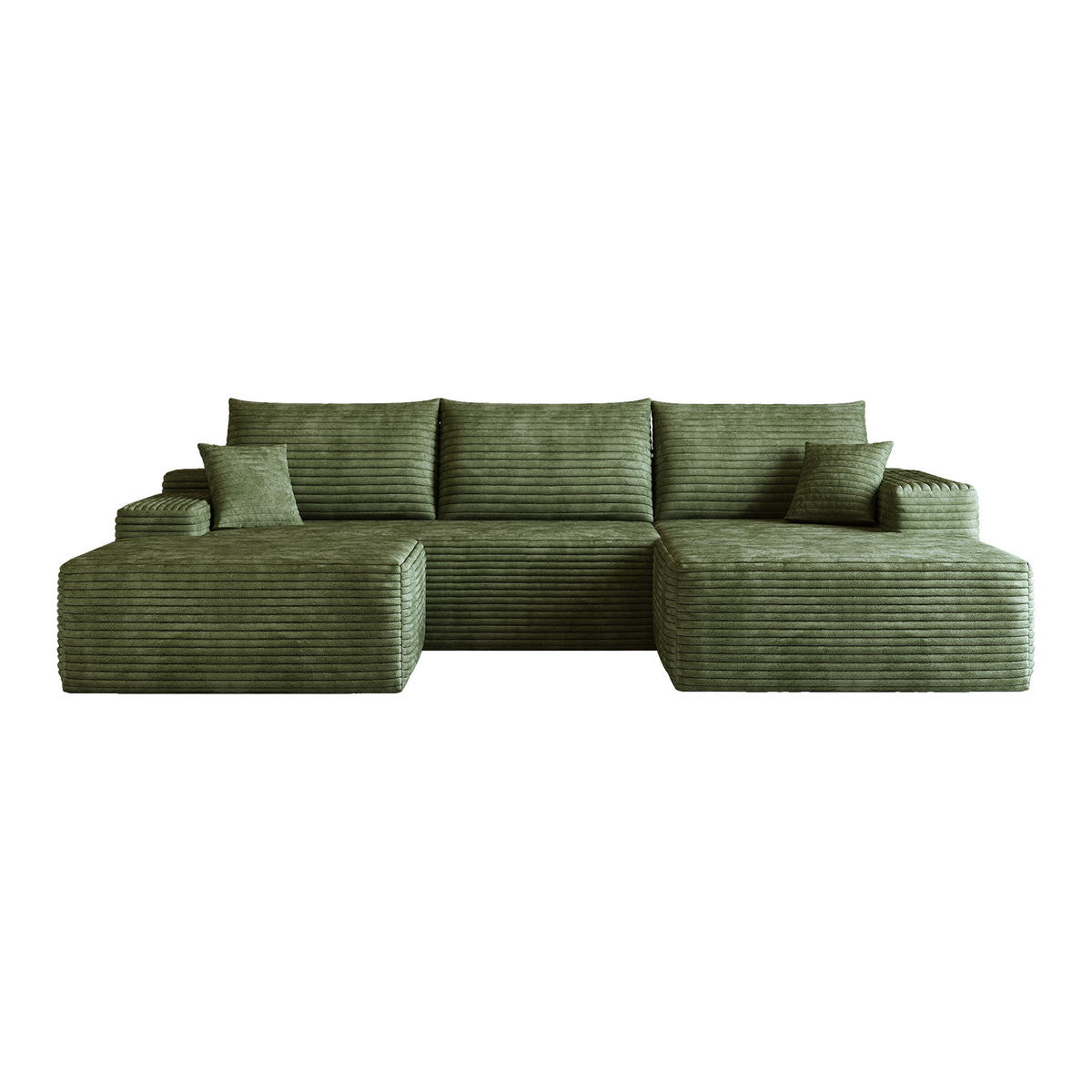 WOHNLANDSCHAFT DE-34857 U-Form 2-Sitzer Chaiselongue rechts Grün - Grün, Textil (175/83/270cm) - ComfortXL