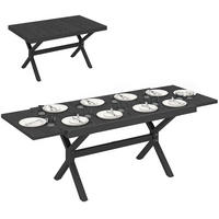 GARTENTISCH DE-14202 154-214 cm, Holzoptik Anthrazit - Dunkelgrau, Metall (214/85/73cm) - ComfortXL