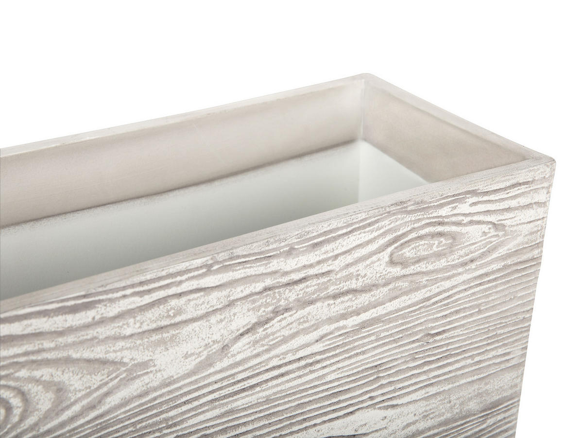 BLUMENTOPF weiß Holzoptik rechteckig 42/13/15 cm Paos - Weiß, Naturmaterialien (15cm) - Beliani
