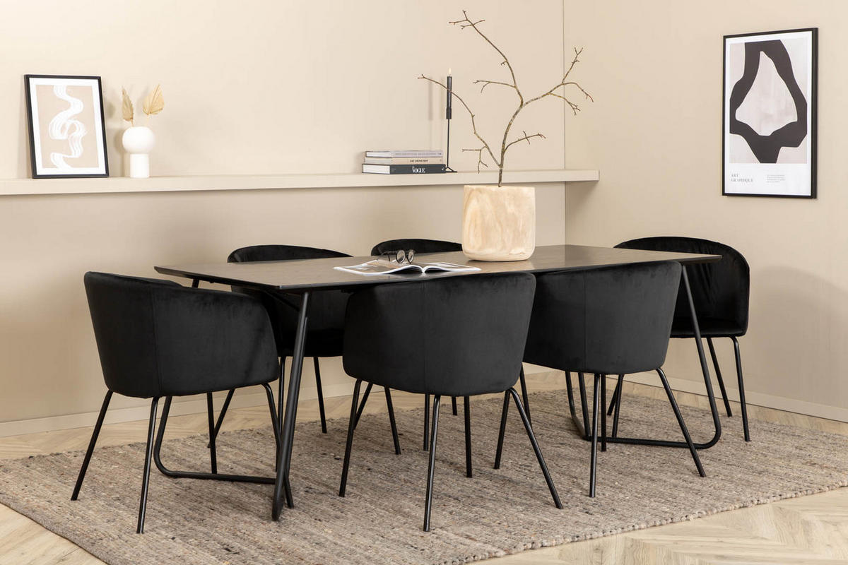 TISCHGRUPPE Schwarz - Schwarz, Holzwerkstoff (90/75/190cm) - ebuy24