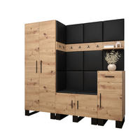 GARDEROBEN-SET 196/200/45,6 - Schwarz/Eiche Artisan, Holz/Kunststoff (200/196/45.6cm) - Abiks Möbel
