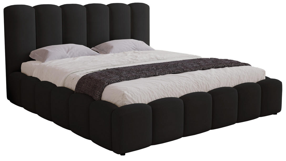 POLSTERBETT 200x200 cm Florent, Bettkasten, Samt, Schwarz - Schwarz, Holz/Textil (200/200cm) - Emporius