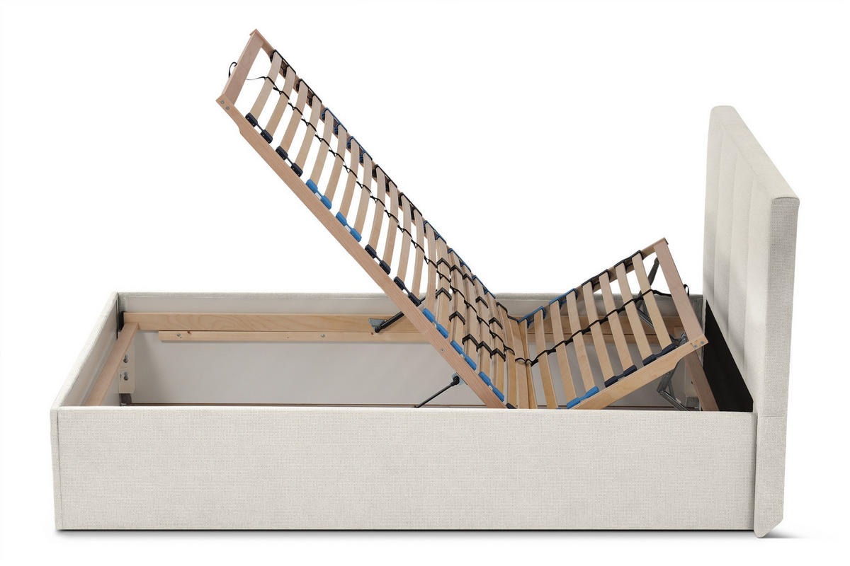 POLSTERBETT Dalas Beige 100 x 200 x 40 cm Bettkasten Mit hochwertiger Matratze H2 (bis 100 kg) und Lattenrost - Beige, Holz (100/200cm) - Halmon Schlafkomfort Betten 