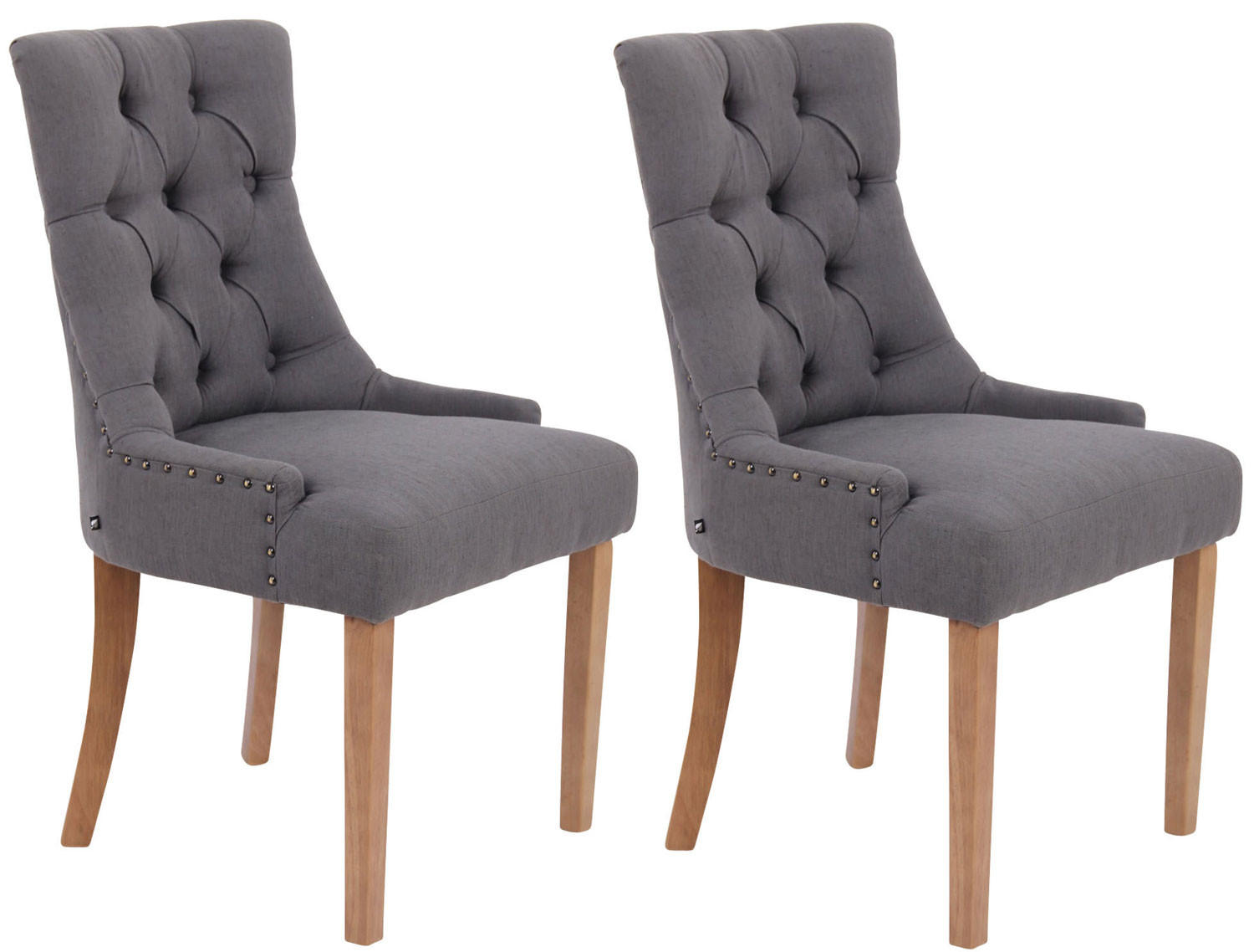 ESSZIMMERSTUHL Aboli, 2er Set Stoff, antik-hell Dunkelgrau - Hellbraun/Dunkelgrau, Holz/Textil (55/92/58cm) - TPFLiving