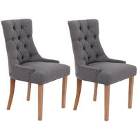ESSZIMMERSTUHL Aboli, 2er Set Stoff, antik-hell Dunkelgrau - Hellbraun/Dunkelgrau, Holz/Textil (55/92/58cm) - TPFLiving