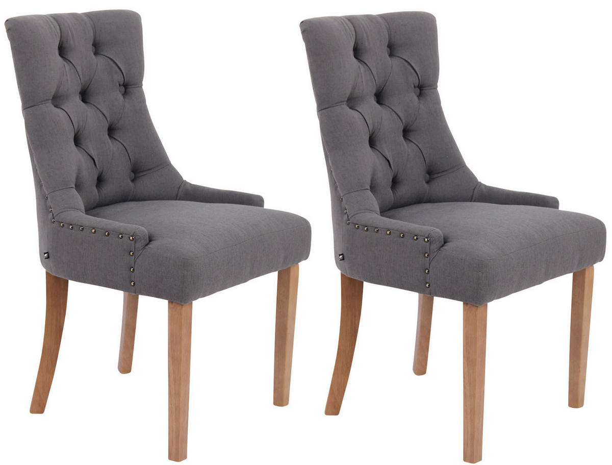 ESSZIMMERSTUHL Aboli, 2er Set Stoff, antik-hell Dunkelgrau - Hellbraun/Dunkelgrau, Holz/Textil (55/92/58cm) - TPFLiving
