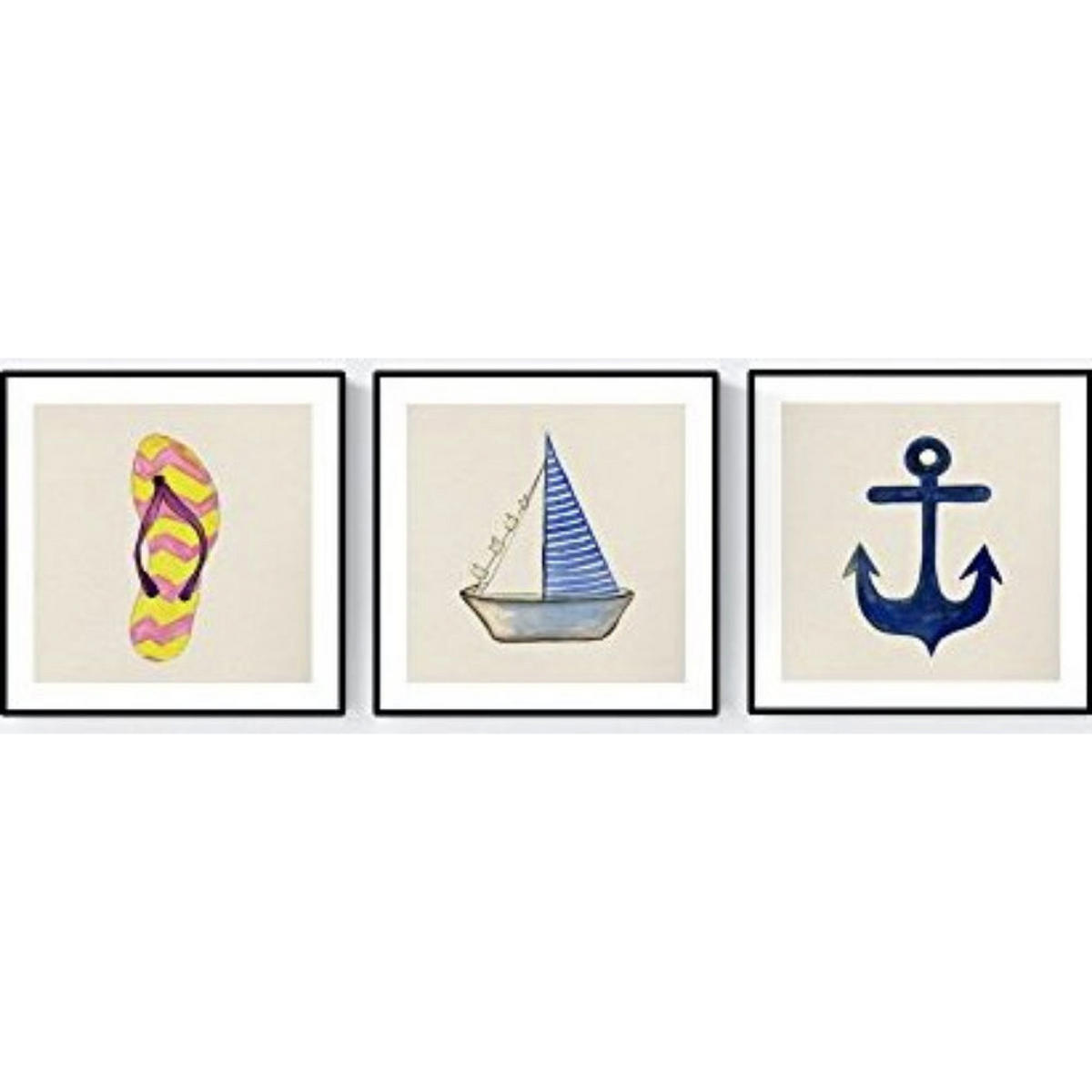 POSTER Set Mit 3 Strand Sommer 20X20cm Rahmenlos - Klar, Papier (20/5/20cm) - Nacnic