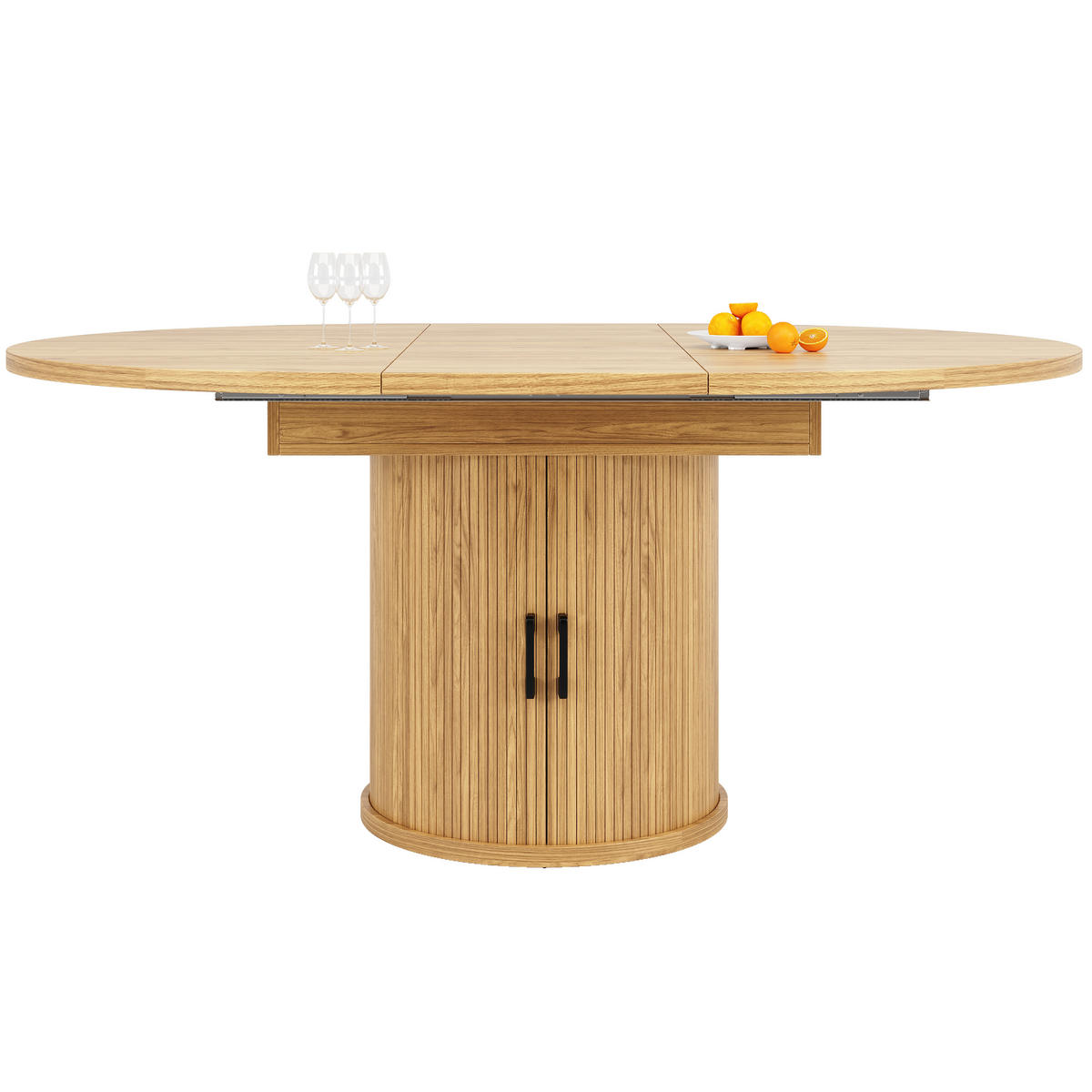 ESSTISCH Ausziehbar Natürlich mit Stauraum 118-158/118/76 cm - Naturfarben, Holz (118/118/76.8cm) - Oxeza