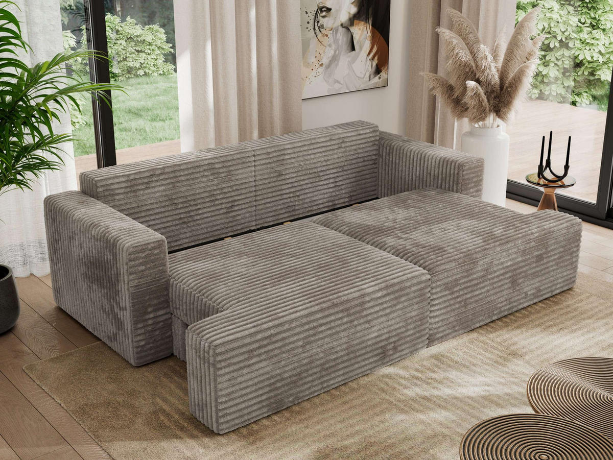 4-SITZER SOFA VIRELLA Grau Cord - Schwarz/Grau, Textil (240/88/115cm) - MKS