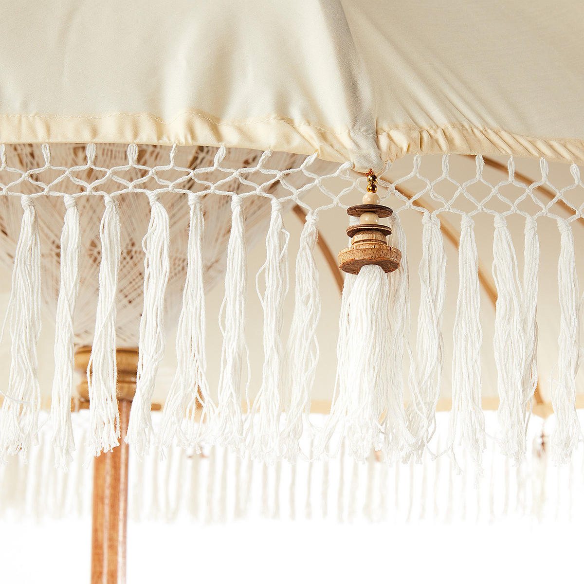 SONNENSCHIRM Macramé - Beige, Holz/Textil (180/180cm) - Butlers