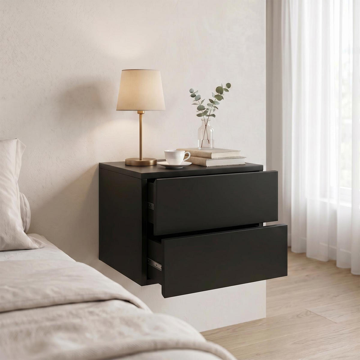 HÄNGENDER NACHTTISCH ANNI schwarz - Schwarz, Holzwerkstoff (42/29/30cm) - CARO-Möbel