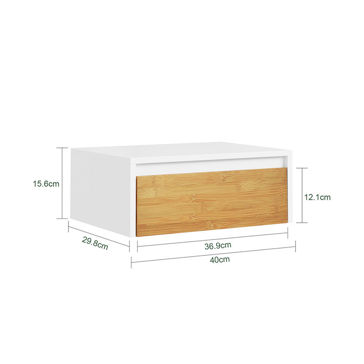 NACHTTISCH mit Schublade und LED-Licht FBT174-E-WN - Weiß, Holzwerkstoff (40/11/30cm) - SoBuy