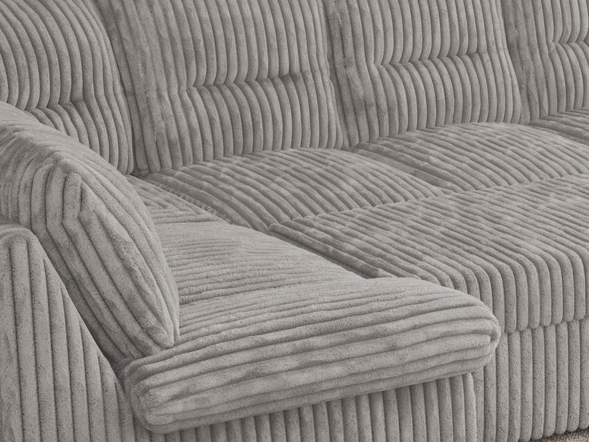 WOHNLANDSCHAFT COMODO U Hellgrau Cord - Silberfarben/Hellgrau, Textil/Metall (340/93/206cm) - MKS
