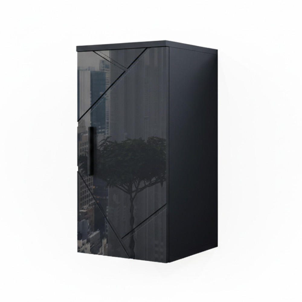 BADSCHRANK Irma Anthrazit Hochglanz 30 x 59 cm - Schwarz Hochglanz/Anthrazit, Holzwerkstoff (30/59/24cm) - Vicco