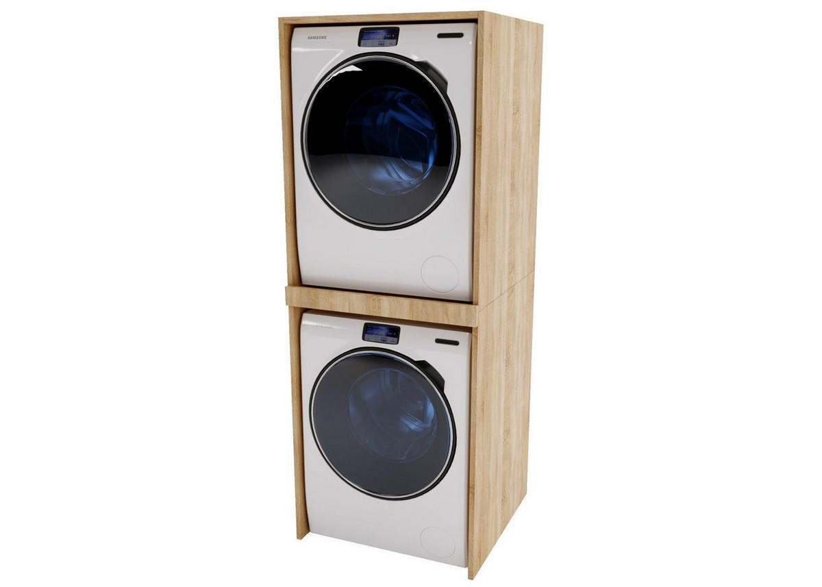 WASCHMASCHINENSCHRANK für Waschmaschine & Wäschetrockner Beige 66/180/51cm Bardolino 66x180x51cm - Beige, Holzwerkstoff (66/180/51cm) - CraftPAK