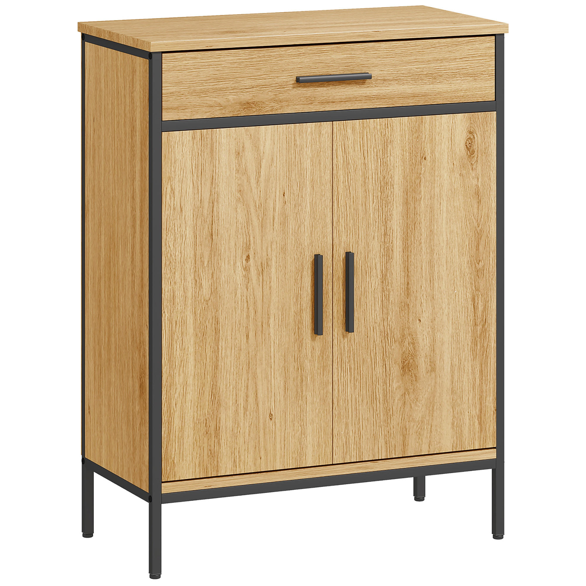 BADEZIMMERSCHRANK mit Schublade Soft-Close-Tür Eiche 60 x 30 x 80 cm - Eichefarben, Holzwerkstoff (30/80/60cm) - HOMCOM