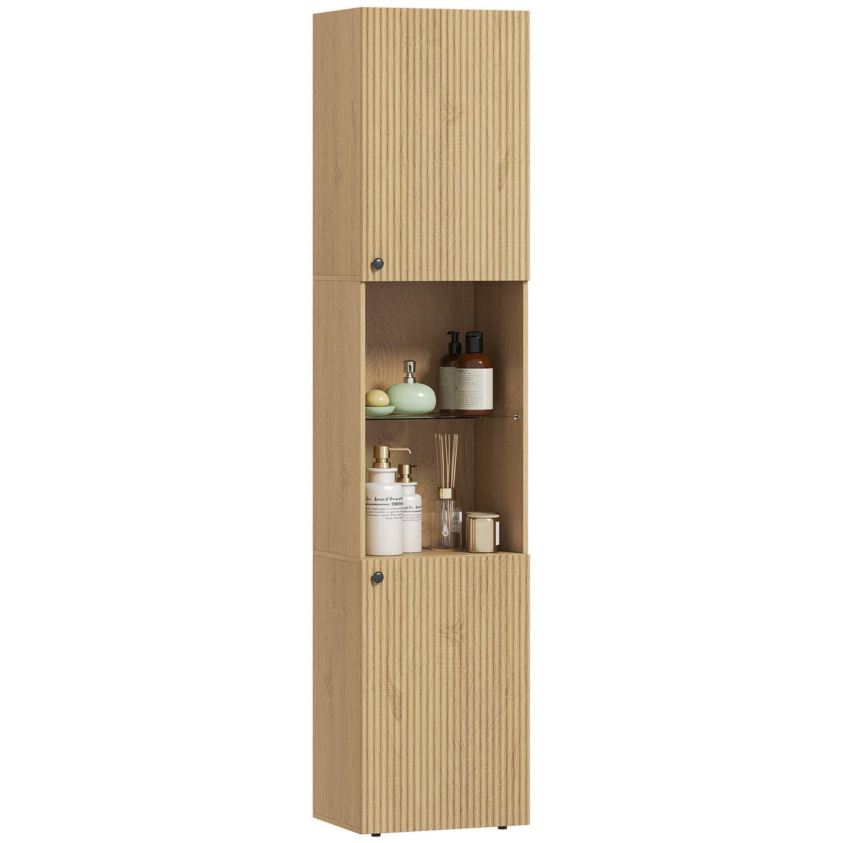HOCHSCHRANK DE-12504 2 Türen mit verstellbaren Böden 40/31/182 cm Eiche - Eichefarben, Holzwerkstoff (31/182/40cm) - ComfortXL