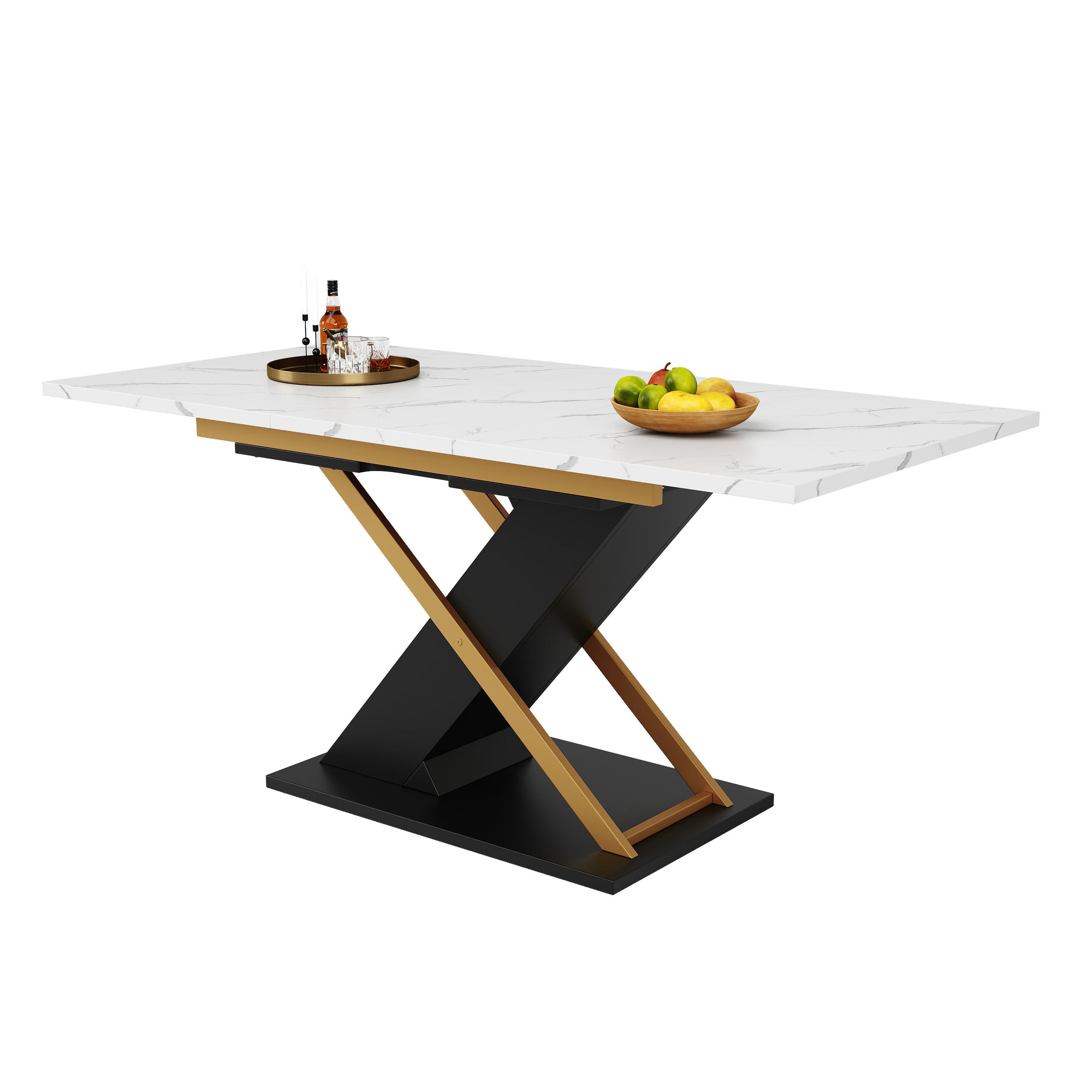 ESSTISCH ausziehbar 120-160/80/75,4 cm DE-39679 Weiß - Schwarz, Holzwerkstoff (80/160/75.4cm) - ComfortXL