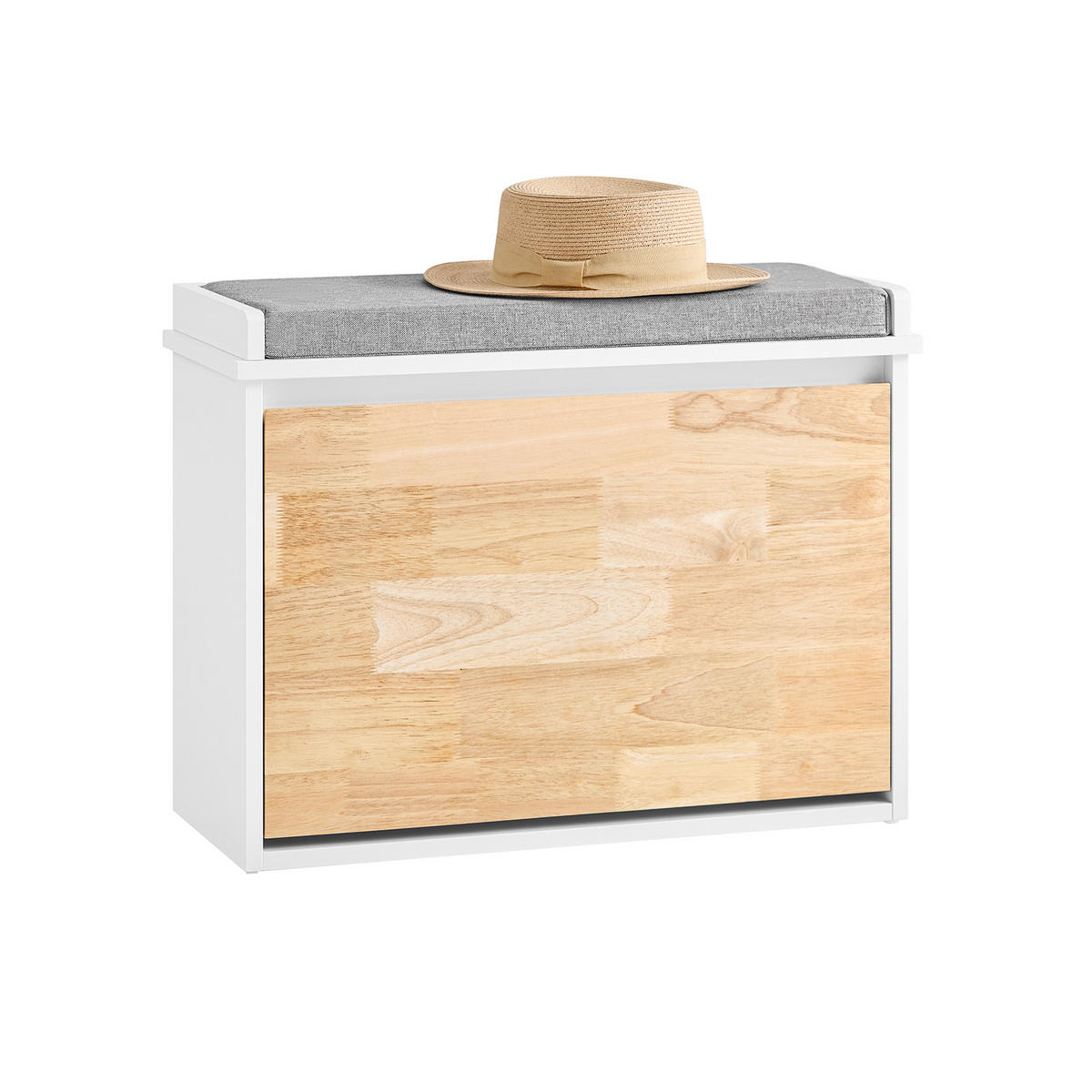 SCHUHBANK Weiß-Natur - Weiß, Holzwerkstoff (61/47/26cm) - SoBuy