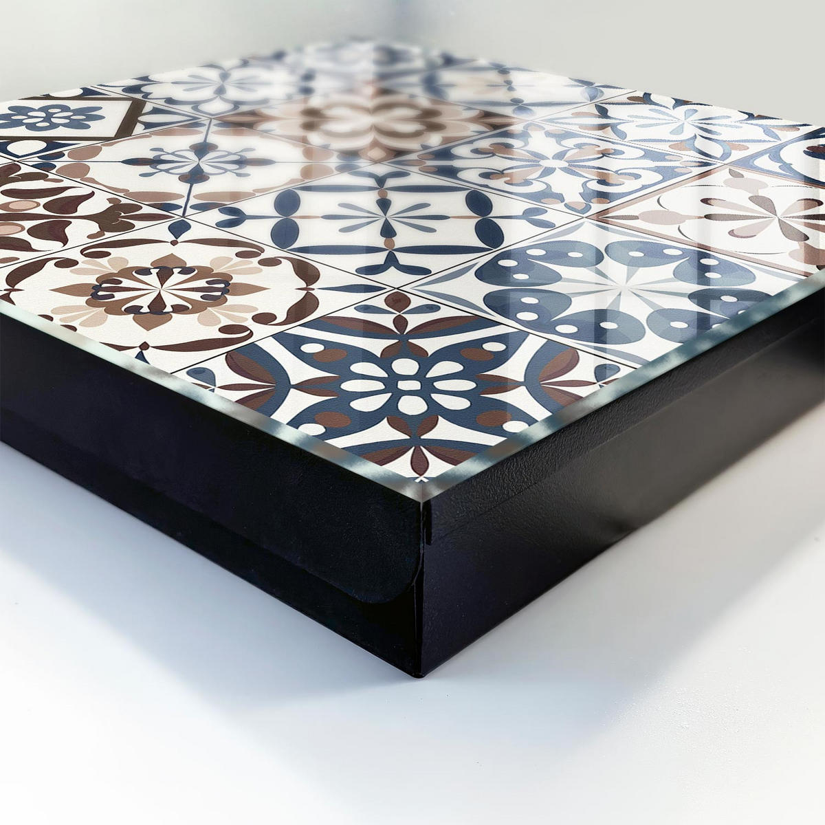 SCHLÜSSELBOX Schwarz 30x30 cm- Türöffnung nach rechts - Arabeskenmosaik - Braun, Metall (30/30/5cm) - TULUP
