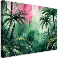 WANDBILD dschungel aquarell palmen - Grün, Textil (60/40cm) - Feeby