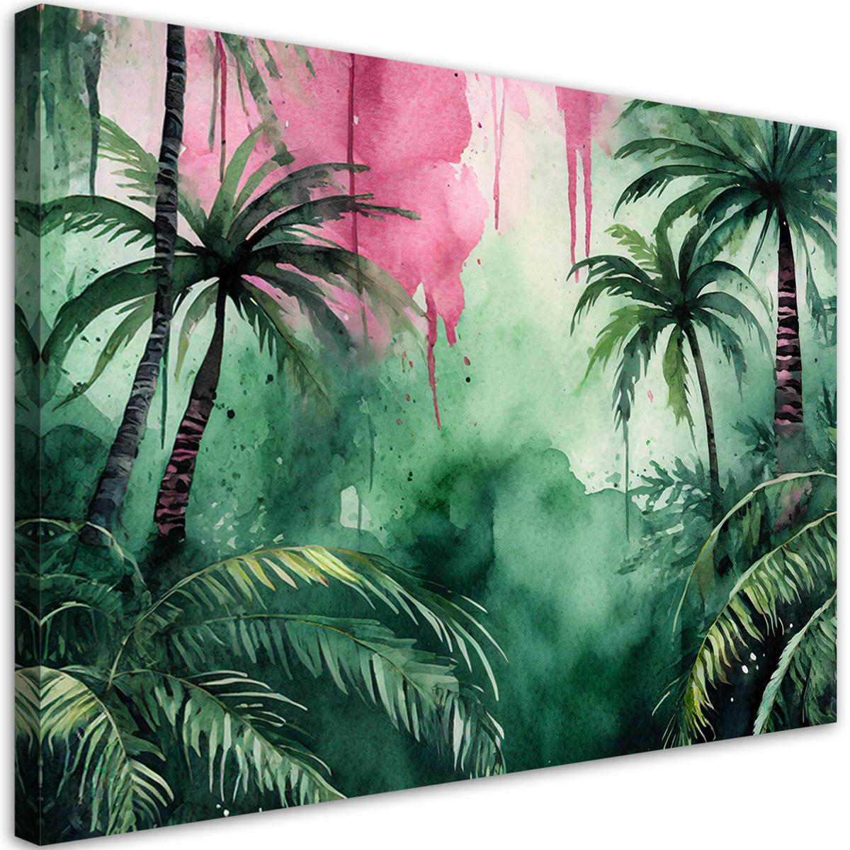 WANDBILD dschungel aquarell palmen - Grün, Textil (60/40cm) - Feeby