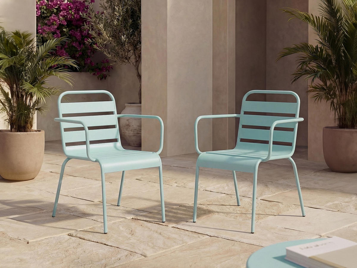 GARTENSTUHL - 56 cmcm x 59 cmcm - Metall - Mandelgrün - MIRMANDE - Grün, Metall (56/79/59cm) - Vente-Unique