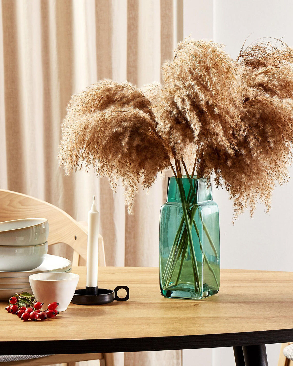 BLUMENVASE Glas grün Merbaka - Grün, Glas (26cm) - Beliani
