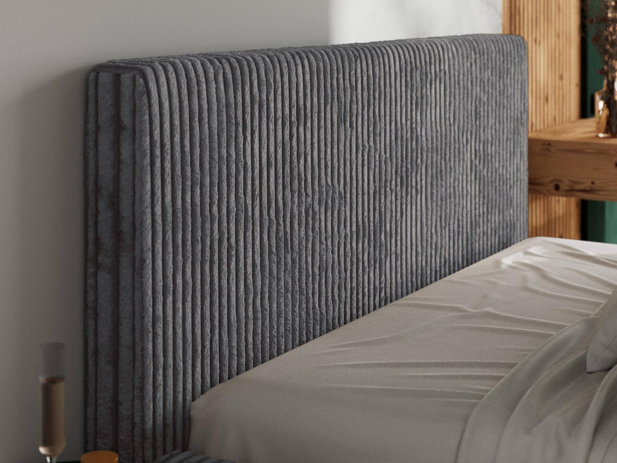 POLSTERBETT TILIANO CLASSIC 160/200 - Grau Cord - Schaum-Matratze - Grau, Textil (160/200cm) - MKS