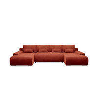 PANORAMASOFA Ivana 4 Sitzplätze Terracotta - Orange, Holz (350/85/172cm) - Petits-meubles