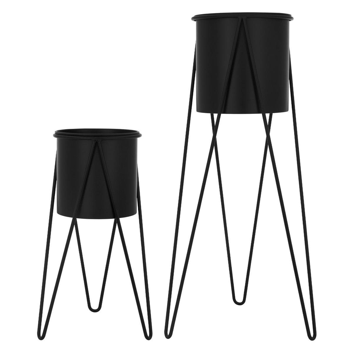 BLUMENSTÄNDER 2er Set - Schwarz, Metall (35.5/34/57cm) - ML-DESIGN