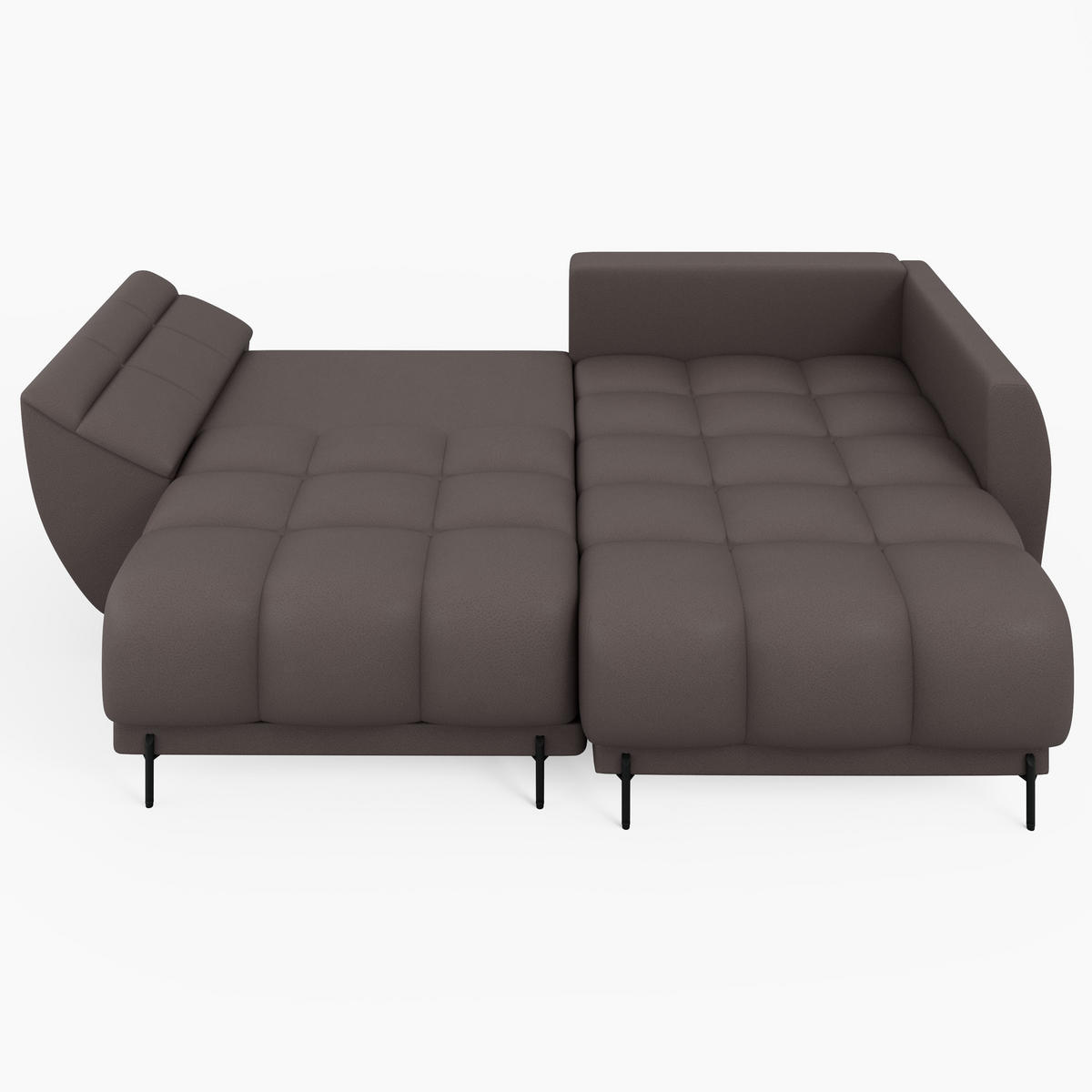 ECKSOFA LEGRO Rechts Schwarz Velours Pet Friendly L-Form Couch mit Schlaffunktion & Bettkasten - Schwarz, Holz (285/180cm) - Barchello