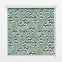 VNÚTORNÁ roleta - okenná roleta - roleta - 100x100 cm - Palmové listy na čiernobielom pozadí - zelená, plast (100/100/0.5cm) - TULUP