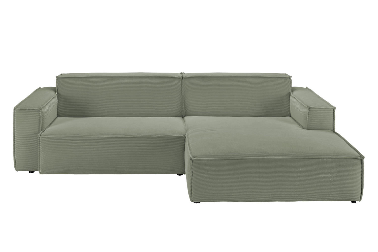 ECKSOFA SAMU Hellgrün Cord - Schwarz/Hellgrün, Textil (276/168cm) - KAWOLA