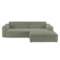 ECKSOFA SAMU Hellgrün Cord - Schwarz/Hellgrün, Textil (276/168cm) - KAWOLA