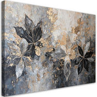 WANDBILD blätter abstrakte textur gold - Silberfarben, Textil (60/40cm) - Feeby