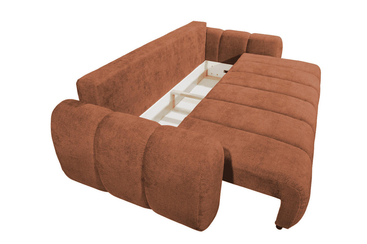 BIGSOFA mit Schlaffunktion und Bettkasten - Terracotta/Schwarz, Kunststoff/Textil (256/91/112cm) - ed exciting design