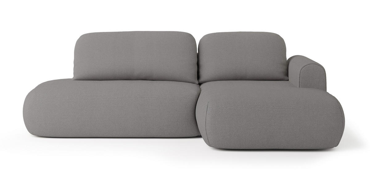 ECKSOFA NUVIRA R-S Grau Geflochtener Stoff mit Schlaffunktion - Grau, Holz (274/165cm) - MASSENO