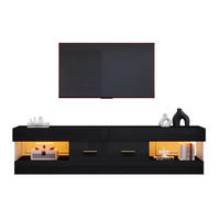 LOWBOARD 152/35/40 cm schwarz aus Spanplatte mit LED und 2 Schubladen - Schwarz, Holzwerkstoff (152/40/35cm) - OKWISH
