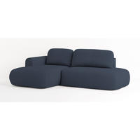 ECKSOFA NUVIRA L-S Blau Geflochtener Stoff mit Schlaffunktion - Blau, Holz (274/165cm) - MASSENO