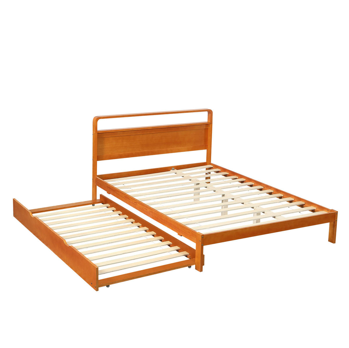 DOPPELBETT aus Kiefernholz 140x200 cm Natur mit Ausziehbett 90x190 cm - Naturfarben, Holz (140/200cm) - IVMEU
