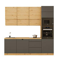 KÜCHENZEILE 240 cm - Langen KL27-M240 - in Grau/Artisan Eiche - Eiche Artisan/Grau, Holz (240/248/58cm)