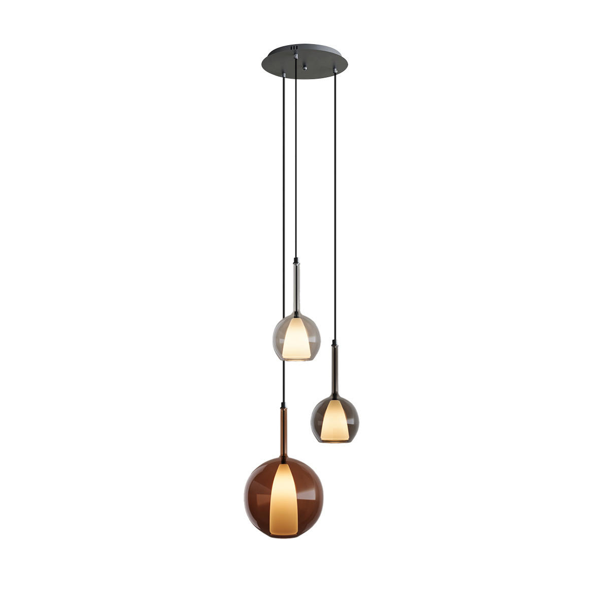 GALERIELEUCHTE Belluna 3-flammig Mehrfarbig Ø 14/24cm - Multicolor, Glas (24/24/45cm) - s.luce