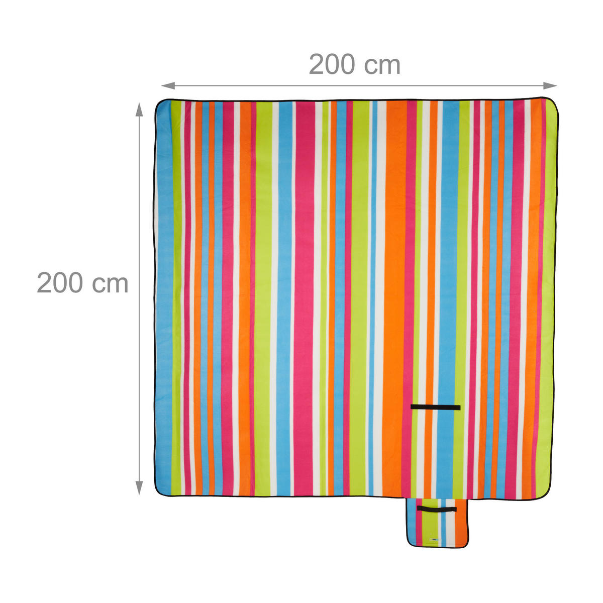 PICKNICKDECKE - Pink/Orange, Textil/Metall (200/200cm) - Relaxdays