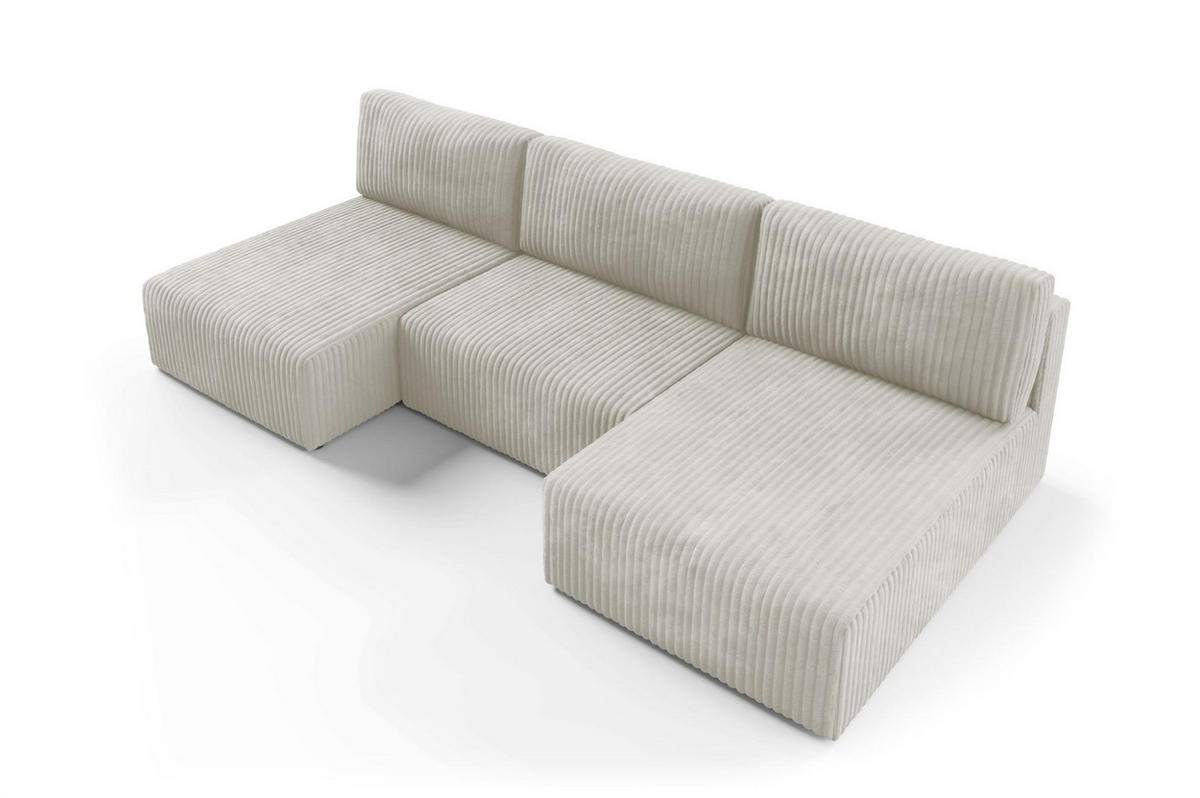 WOHNLANDSCHAFT Natalia - Creme, Holzwerkstoff/Textil (304/85/149cm) - Fun Möbel