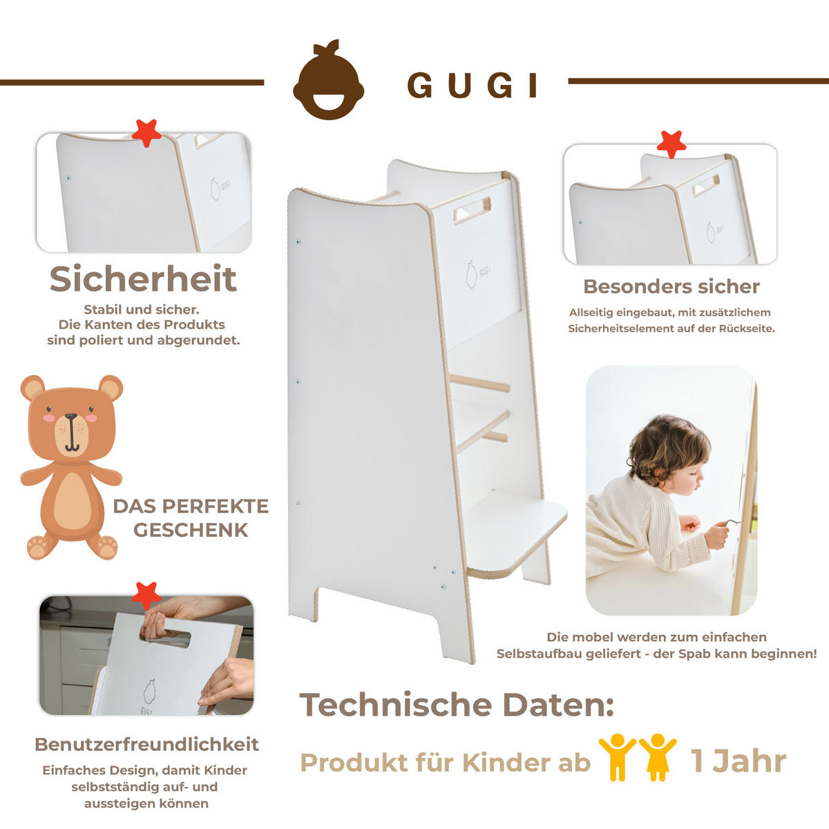 LERNTURM 40/85/40 - Weiß, Holzwerkstoff (40/85/40cm) - RAUMHIRSCH FURNITURE