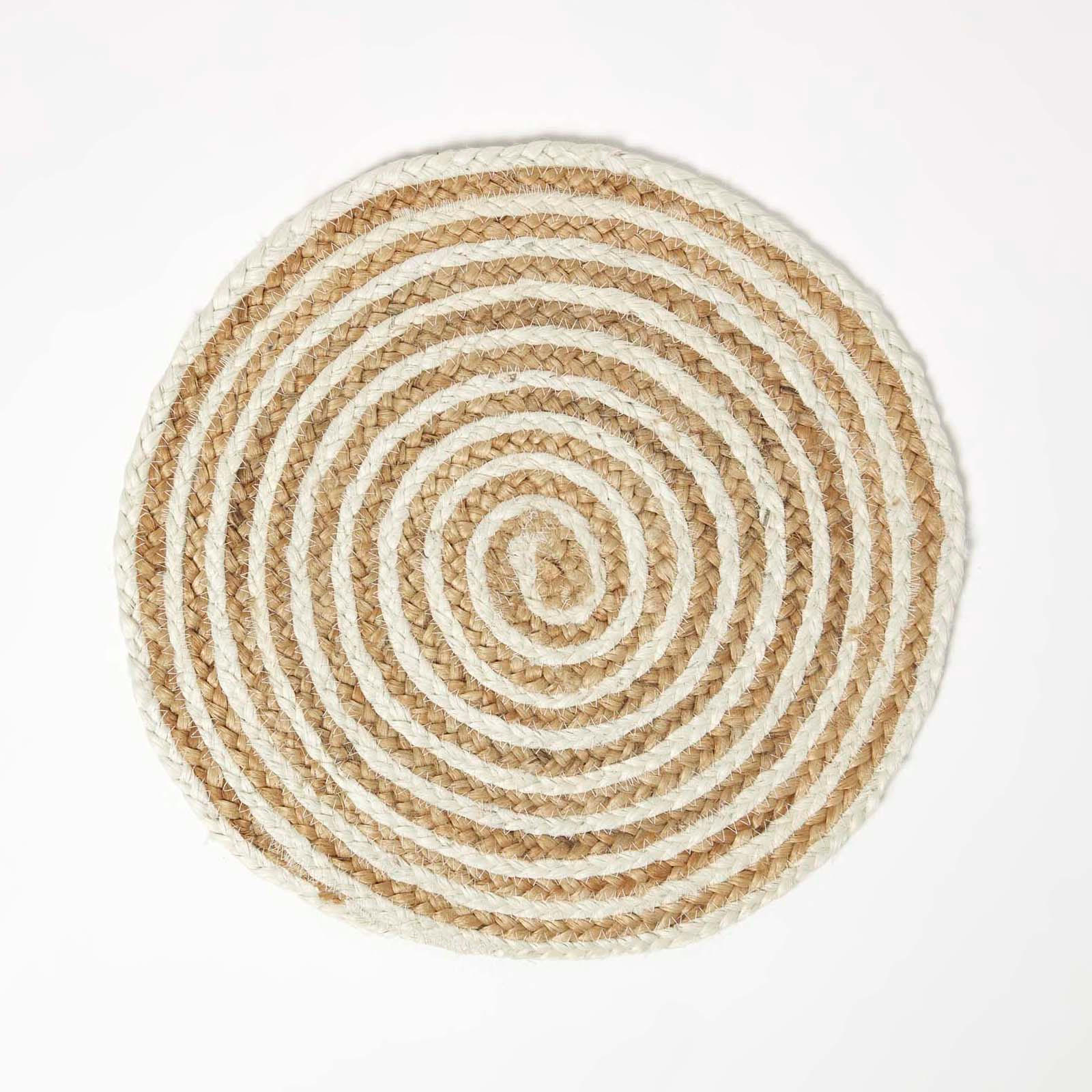 JUTE-TISCHSET Spiral creme-natur, 4er-Set Platzsets rund geflochten, 40 cm - Naturfarben, Naturmaterialien (40/40cm) - Homescapes