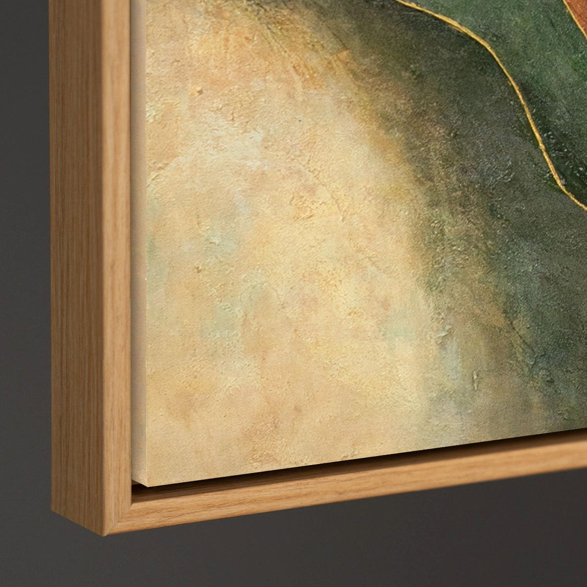 GEMÄLDE Tanz der Hügel Schattenfugenrahmen Eichefarben 140x100 cm - Eichefarben, Holz (140/100cm) - YS-art gallery